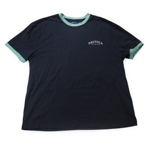 Nautica Sailing Graphic T-Shirt Men XXL Navy Retro Nautica Cup Embroidery K35502